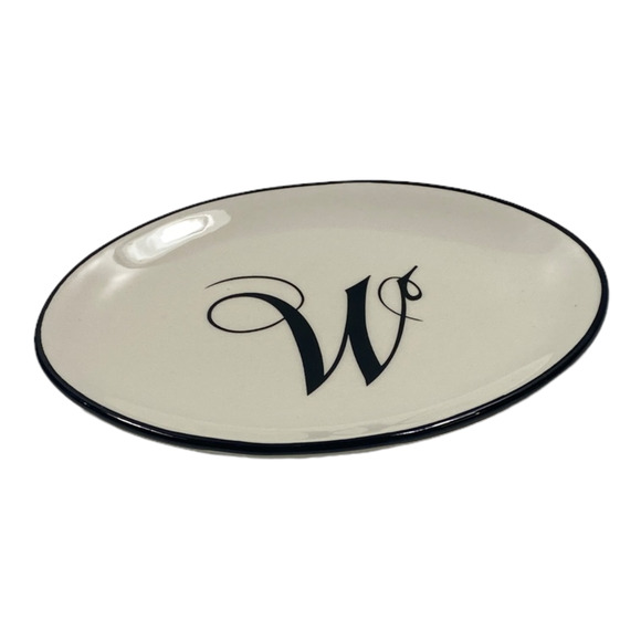 Mud Pie Ceramic Soap Dish Letter W Initial Monogram 5.5x3.75x.75" NEW - Picture 5 of 5